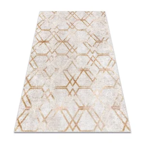 MIRO 51805.804 tapijt wasbaar geometrisch, geruite antislip - goud 160x220 cm