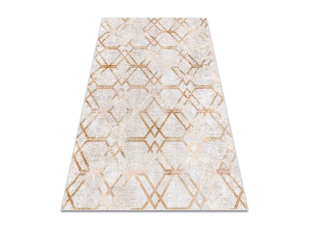 MIRO 51805.804 tapijt wasbaar geometrisch, geruite antislip - goud 160x220 cm
