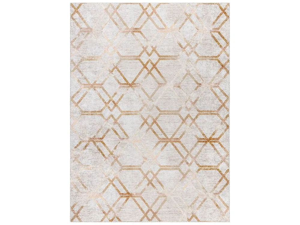 MIRO 51805.804 tapijt wasbaar geometrisch, geruite antislip - goud 160x220 cm