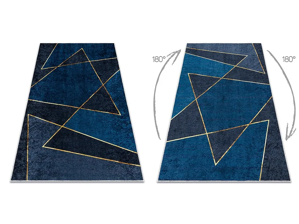 MIRO 52097.801 tapijt wasbaar geometrisch antislip - blauw 160x220 cm