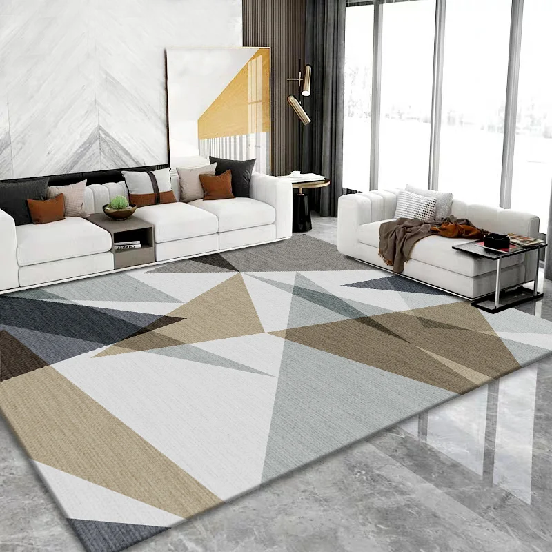 Modieus veelkleurig Scandinavisch tapijt Polyestertextiel geometrische blokken Tapijt Antislip Machinewasbaar Vlekbestendi...