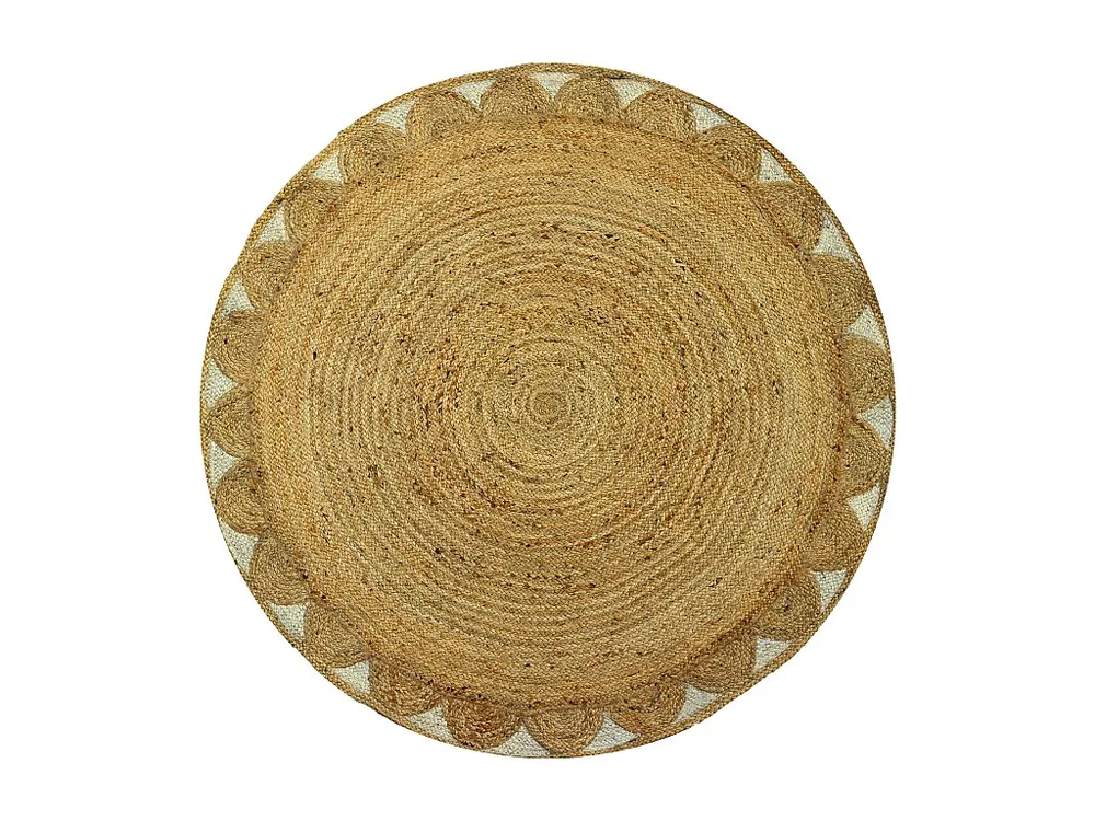 Rond tapijt met bloem van 100% jute - D200 cm - Naturel - INDIRA
