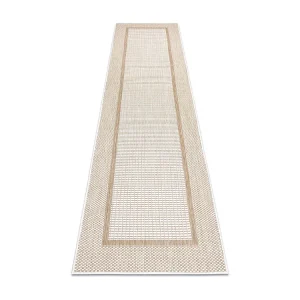 Sisal tapijt, Loper SION Kader 21782 plat te weven ecru / natuurtint 80x300 cm