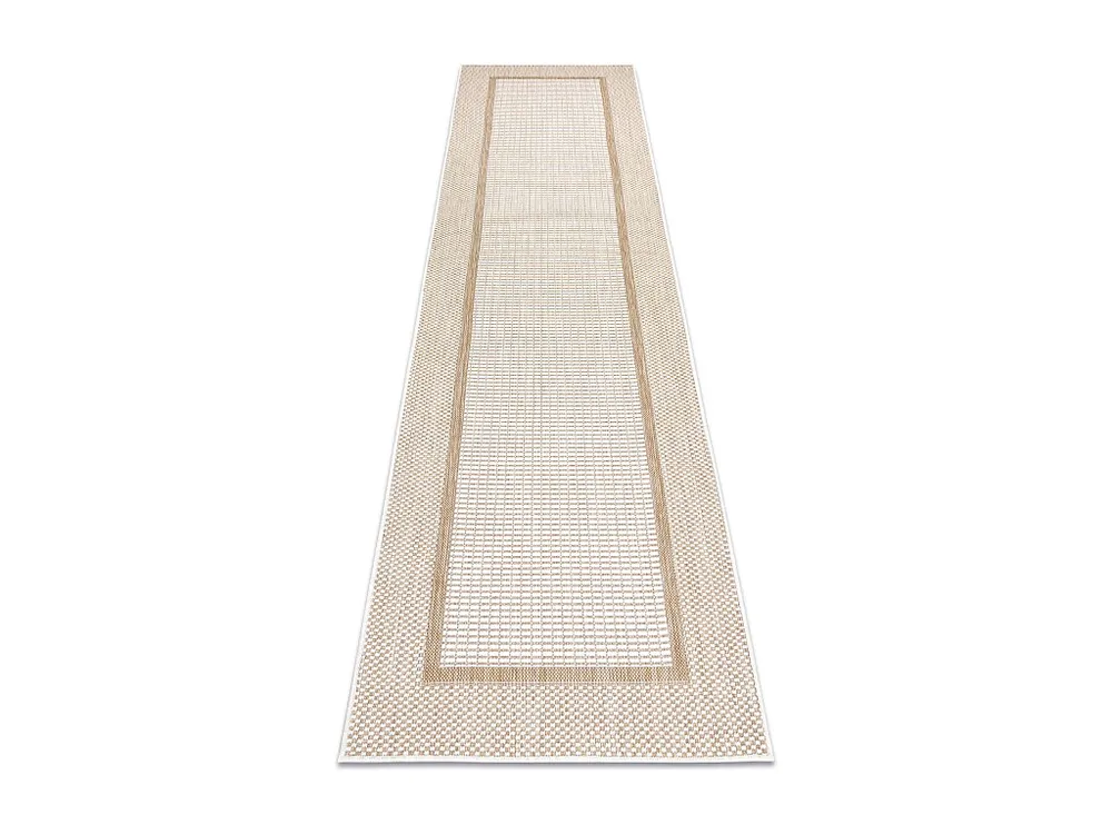 Sisal tapijt, Loper SION Kader 21782 plat te weven ecru / natuurtint 60x300 cm