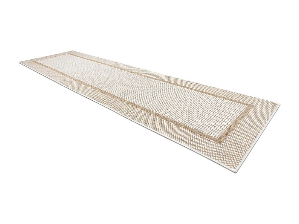Sisal tapijt, Loper SION Kader 21782 plat te weven ecru / natuurtint 80x300 cm
