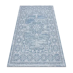 Sisal tapijt SISAL LOFT 21213 Ornament blauw / zilver / zwartkleuring 200x290 cm