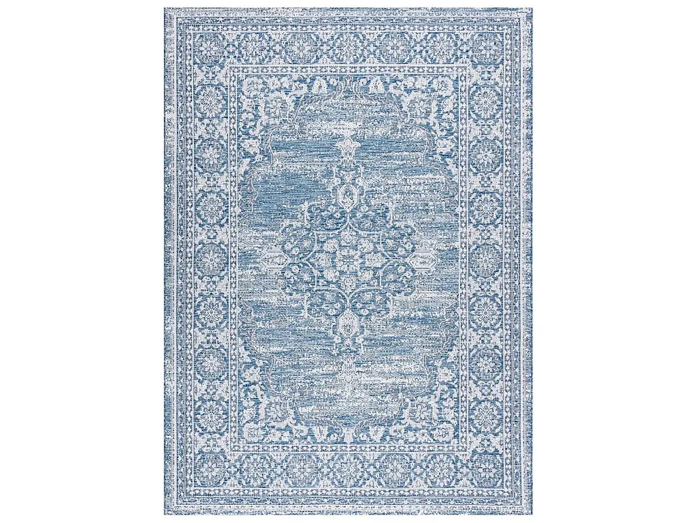 Sisal tapijt SISAL LOFT 21213 Ornament blauw / zilver / zwartkleuring 200x290 cm
