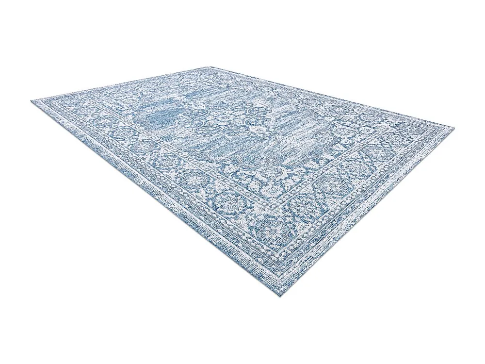 Sisal tapijt SISAL LOFT 21213 Ornament blauw / zilver / zwartkleuring 200x290 cm