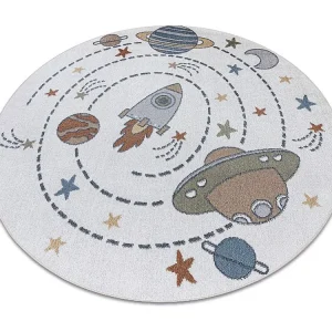 Tapijt BONO 8288 cirkel Ruimte, planeten crème/antraciet cercle 140 cm