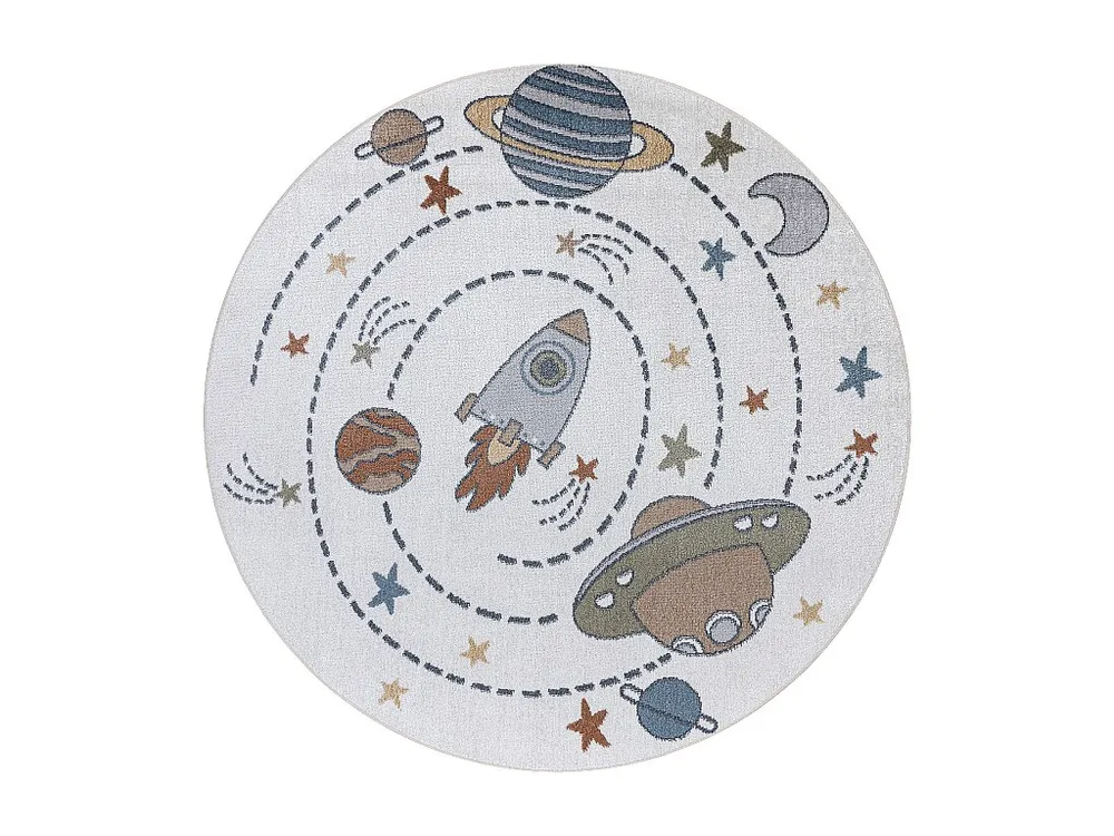 Tapijt BONO 8288 cirkel Ruimte, planeten crème/antraciet cercle 140 cm