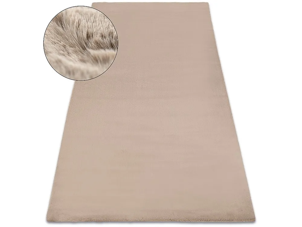 Tapijt BUNNY taupe natuurtint IMITATIE konijnenvacht 60x100 cm