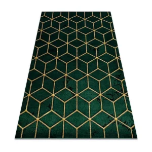 Tapijt EMERALD exclusief 1014 glamour, stijlvol kubus fles groen / gou 160x220 cm