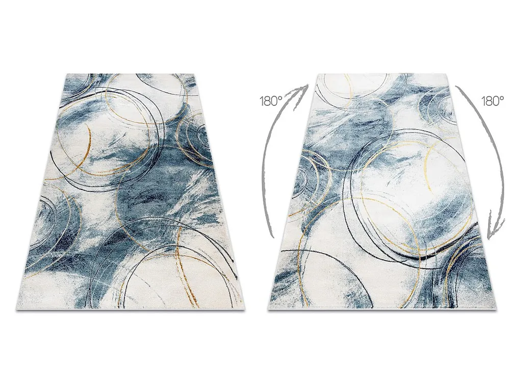 Tapijt EMERALD exclusief A0087 glamour, stijlvol cirkels blauw / goud 140x190 cm