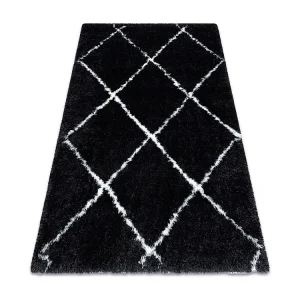 Tapijt FLUFFY 2373 shaggy latwerk antraciet / wit 140x190 cm