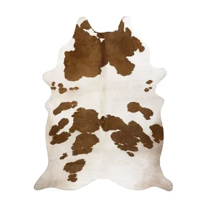 Tapijt Kunstleer Imitatie rundleer , G5069-2 wit-bruin leer 100x150 cm