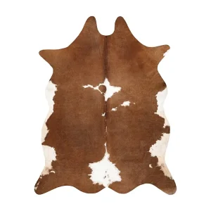 Tapijt Kunstleer Imitatie rundleer , G5070-2 bruin- wit leer 155x195 cm