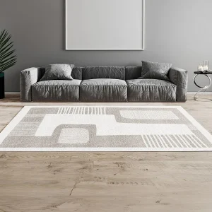 Tapijt met abstracte motieven - 160 x 230 cm - Grijs en ecru - VENUSA