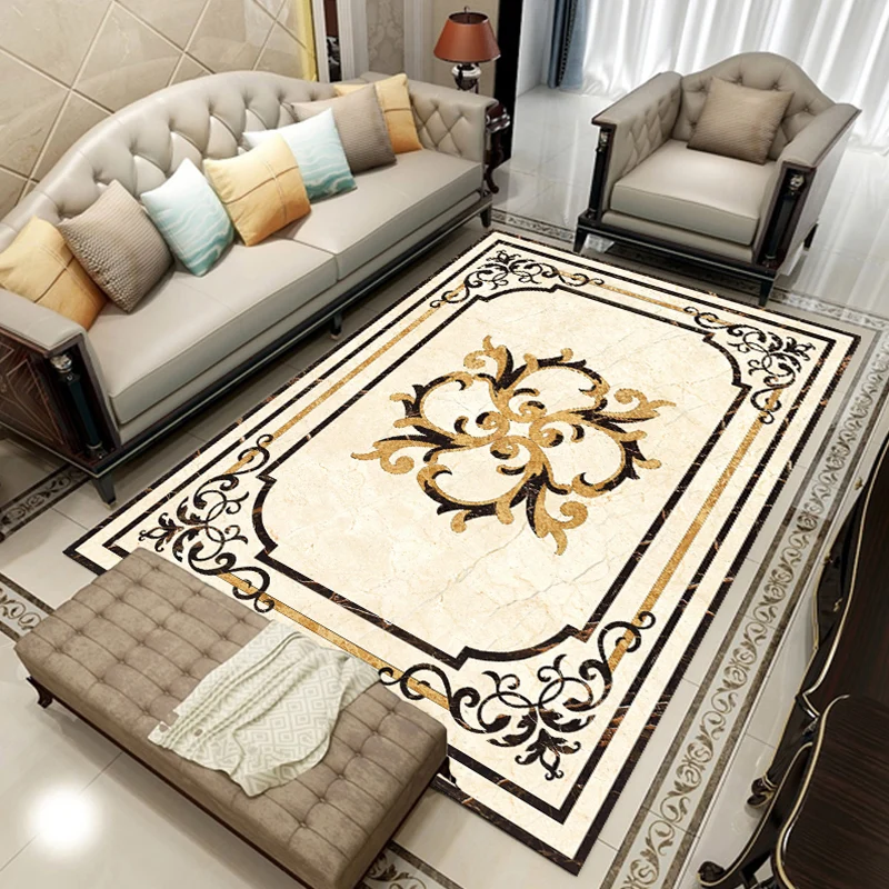 Tapijt met geometrische print, polyster, vintage, binnentapijt, antislip achterkant, vlekbestendig tapijt voor woonkamer