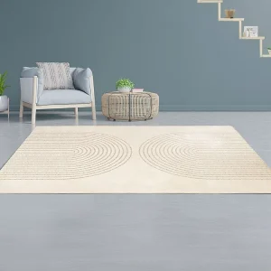 Tapijt met glinsterende bogen 160 x 230 cm. Lichtbruin en goud SABLIGA