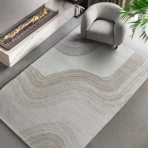 Tapijt met motieven van 100% wol - 200 x 290 cm - 1800 g/m2 - Ivoorwit en lichtbruin - AZARIA