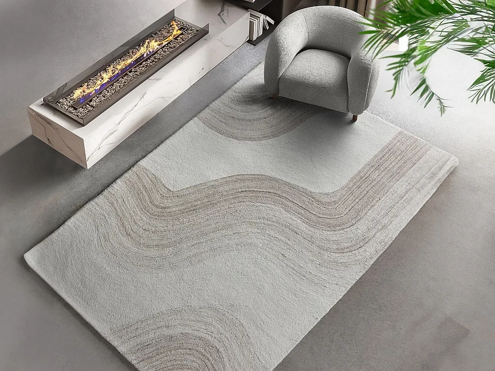 Tapijt met motieven van 100% wol - 200 x 290 cm - 1800 g/m2 - Ivoorwit en lichtbruin - AZARIA