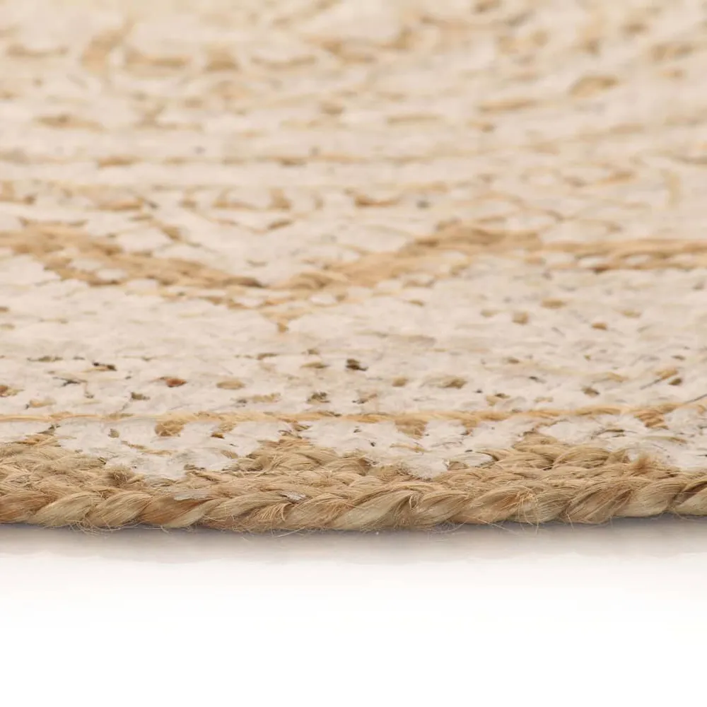 Tapijt met print rond 150 cm gevlochten jute