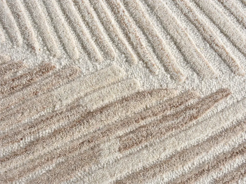 Tapijt met reliëf van 100% wol - 160 x 230 cm - 2200 g/m2 - Ivoorwit - SERAPHINA