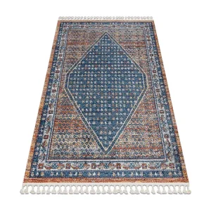 Tapijt modern BELLE BG58A marineblauw / natuurtint Kwastjes 160x220 cm