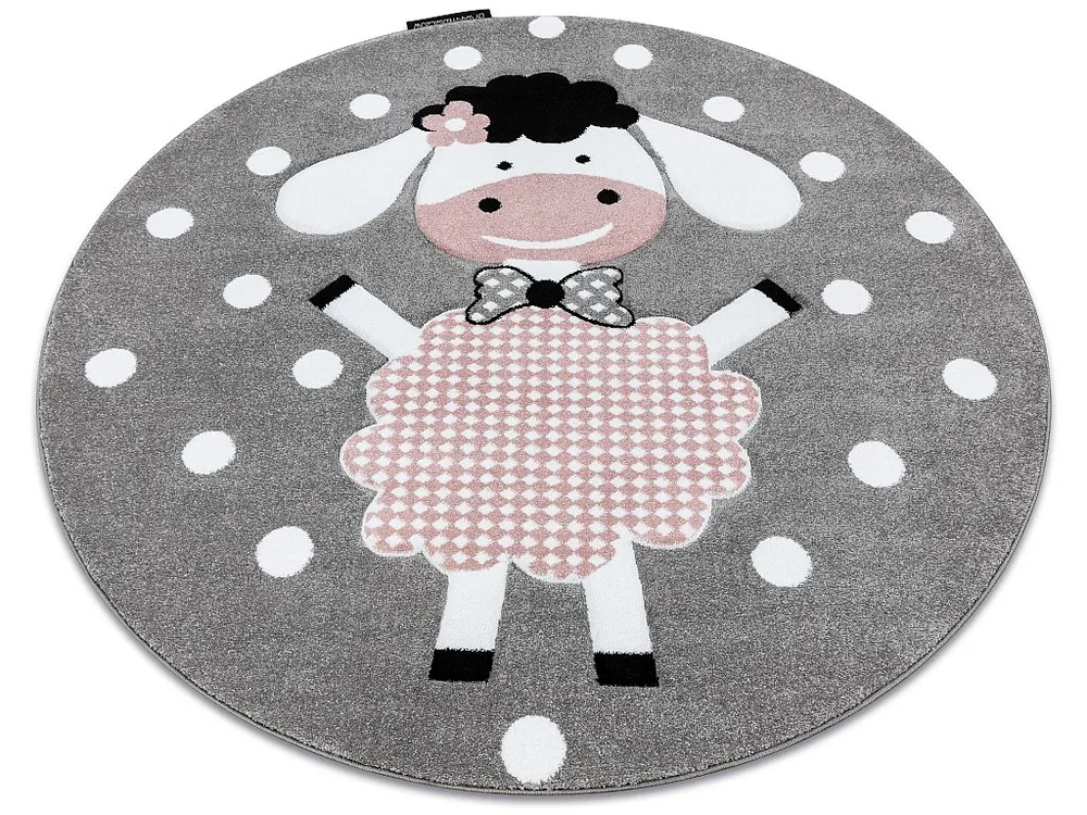Tapijt PETIT DOLLY schaap, lammetje ROND grijskleuring cercle 140 cm