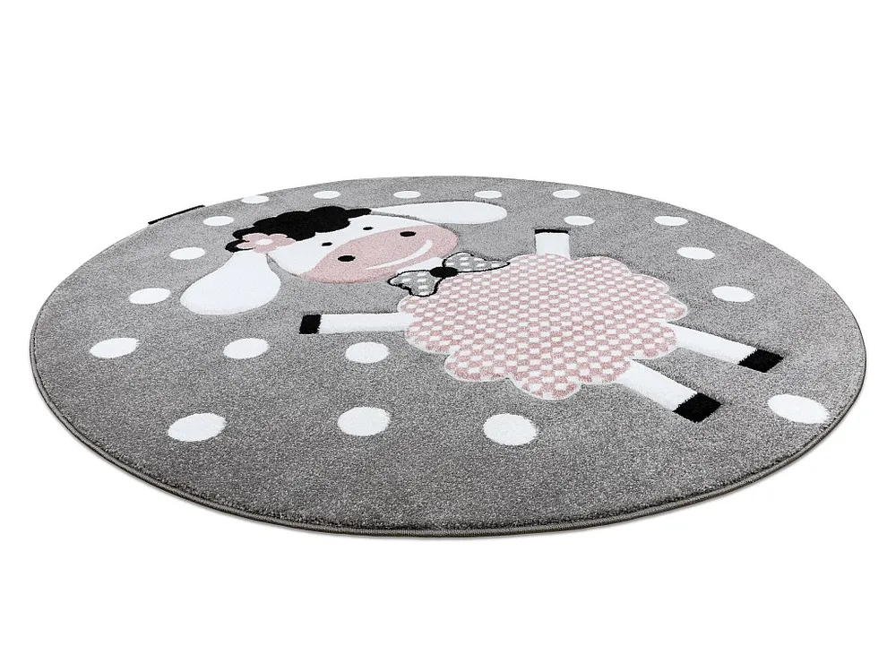 Tapijt PETIT DOLLY schaap, lammetje ROND grijskleuring cercle 140 cm