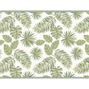 Tapijt van vinyl met tropisch motief - 120 x 180 cm - Groen en wit - TROPICALA