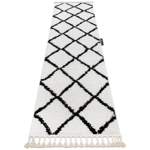 Tapijt, Vloerbekleding BERBER CROSS wit - voor keuken, naar de gang 60x300 cm