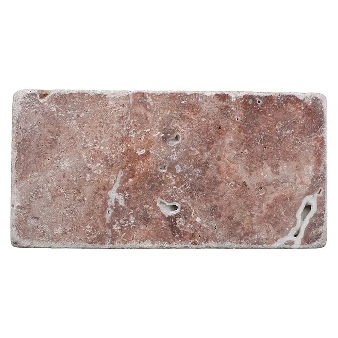 Tegel van antiek marmer rechthoek Rosso FNT M450 - 7,5 x 15 cm, Rood, Mat