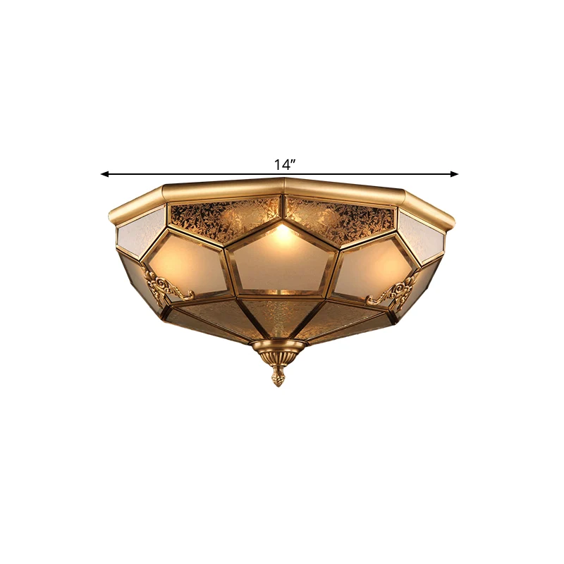 14"/18" brede 3/4-koppige plafondlamp, traditionele bedrukte kom, opaalglas, inbouwarmatuur messing - Incl. Garantie