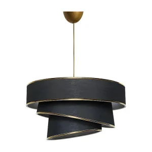Energiezuinige LED Hanglamp van stof en metaal - D. 40 x H. 72 cm - Zwart en goudkleurig - TAIRON - Koop nu