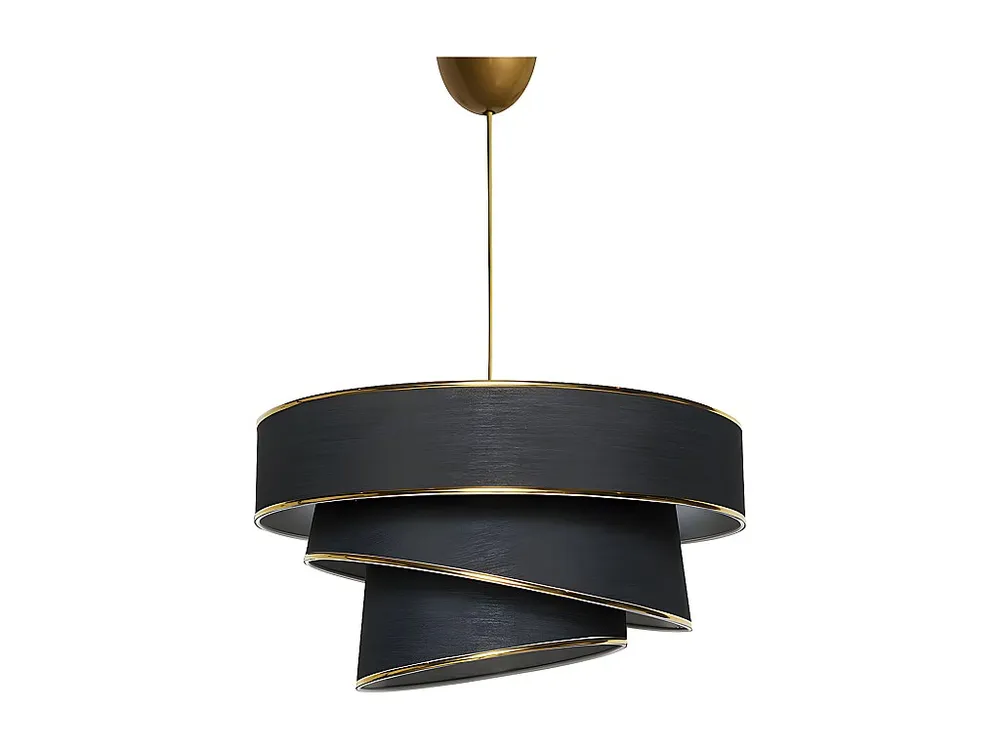 Energiezuinige LED Hanglamp van stof en metaal - D. 40 x H. 72 cm - Zwart en goudkleurig - TAIRON - Koop nu