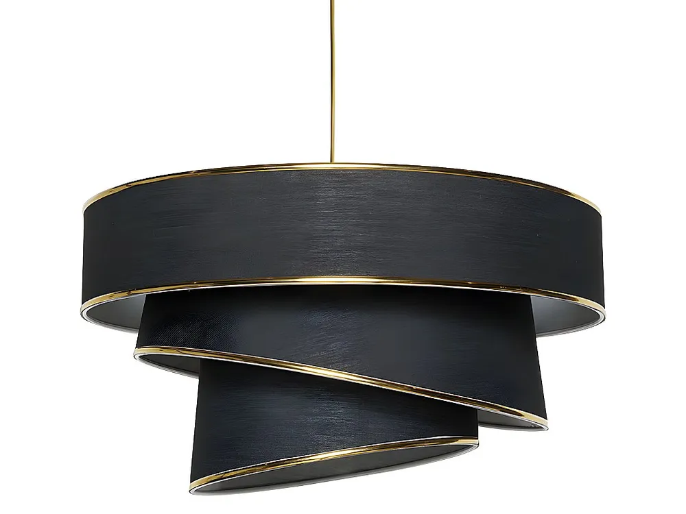 Energiezuinige LED Hanglamp van stof en metaal - D. 40 x H. 72 cm - Zwart en goudkleurig - TAIRON - Koop nu