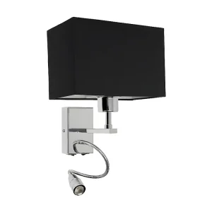 Energiezuinige LED Relax Wandlamp, Zwart, Chroom, 22x12x47,8 cm, EPIKASA