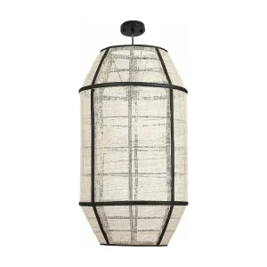 Hanglamp van linnen en bamboe en naaldhout en 7% multiplex en 3% ijzer - Ø32,5 x 58 - Off ivoor - PELLA - Incl. Garantie