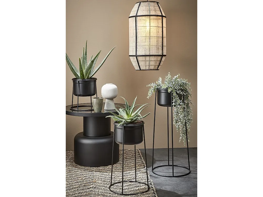 Hanglamp van linnen en bamboe en naaldhout en 7% multiplex en 3% ijzer - Γ32,5 x 58 - Off ivoor - PELLA - Incl. Garantie