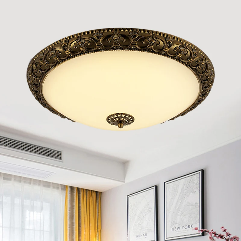 Kom matglazen plafondarmatuur rustiek 12"/16"/19,5" W LED slaapkamer inbouwverlichting messing - Incl. Garantie