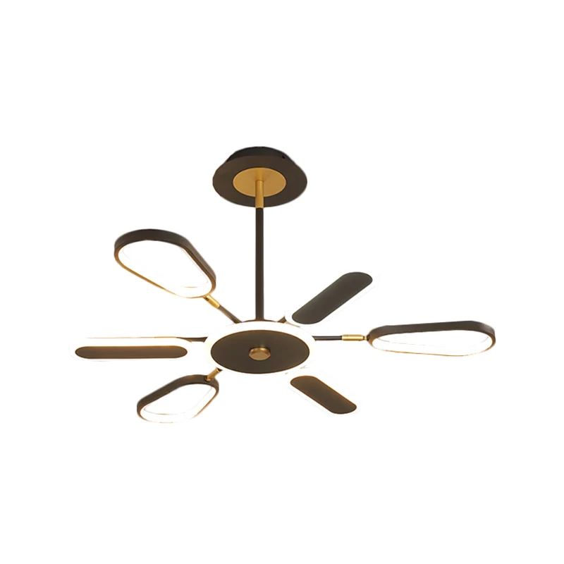 6/8 lampen slaapkamer kroonluchterlamp minimalistisch zwart plafondlamp met ellips metallic kap | Snel Leverbaar