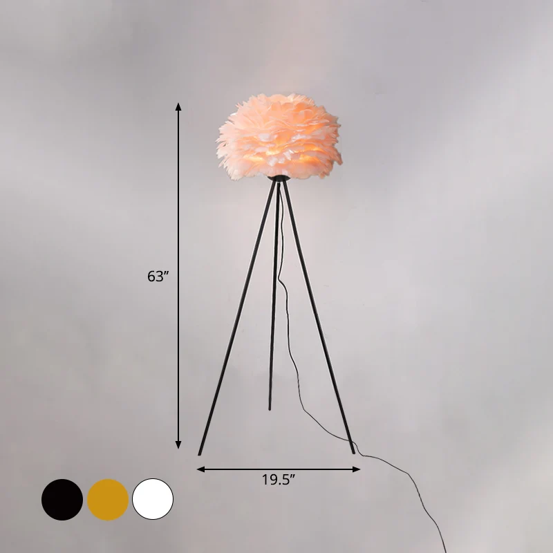 Premium Kwaliteit Dome Feather Floor Lamp Minimalist Los Grey/White/Pink Floor Light Black/White/Gold Tripod Bedroom White