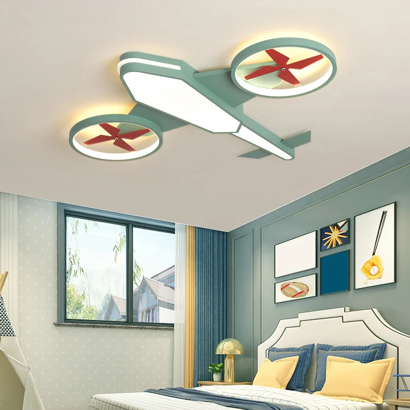 Vliegtuig jongens slaapkamer inbouw zacht metaal kinder LED plafondarmatuur met acryl diffuser