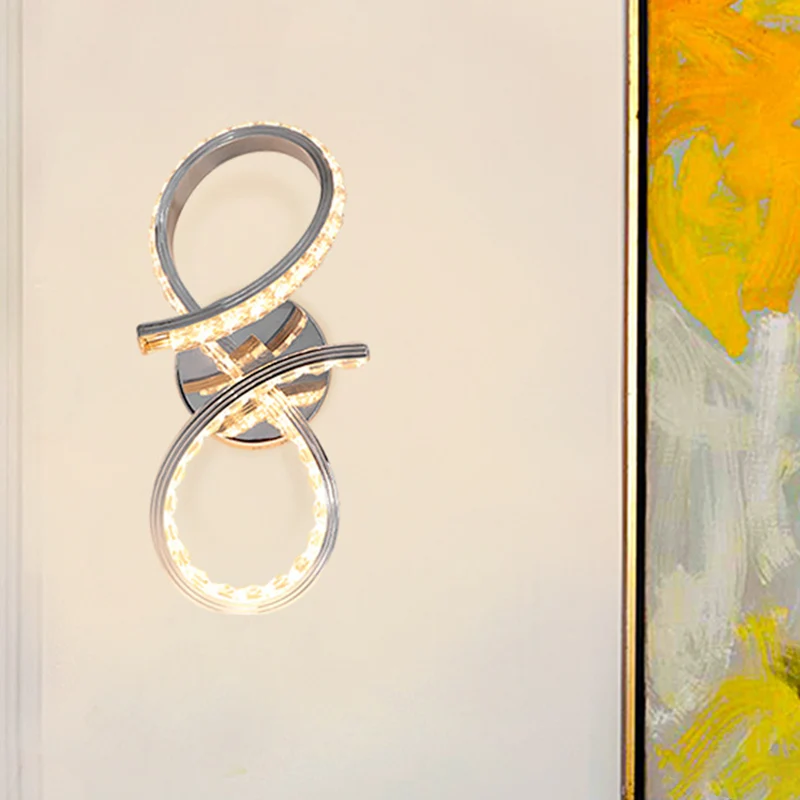Ideeën voor wandverlichting met metalen cijfers Eenvoudige LED-chroomlamp voor wandmontage met geslepen kristallen decorat...