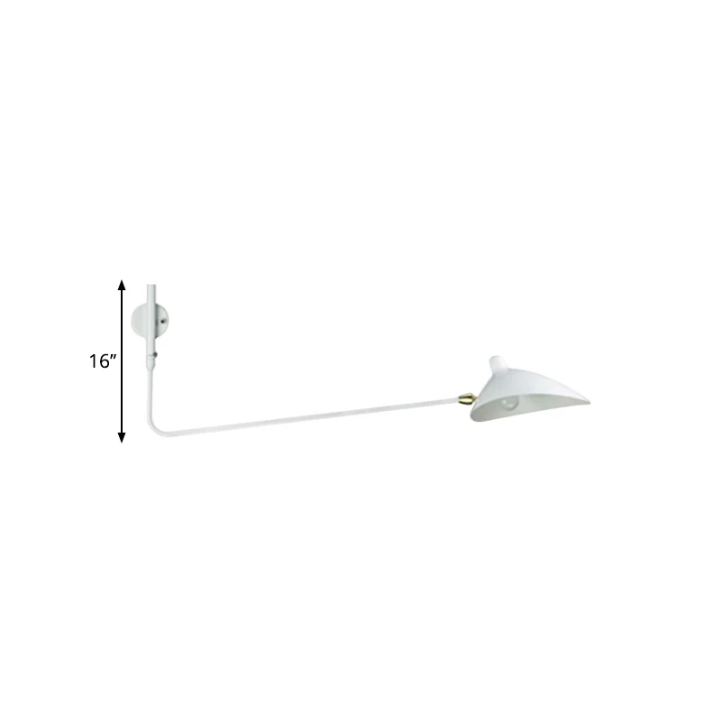 Industriële conische wandkandelaarlamp 1 lichtmetalen schanslamp met lange arm zwart/wit voor woonkamer | Incl. Montageset