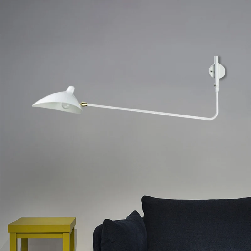 Industriële conische wandkandelaarlamp 1 lichtmetalen schanslamp met lange arm zwart/wit voor woonkamer | Incl. Montageset