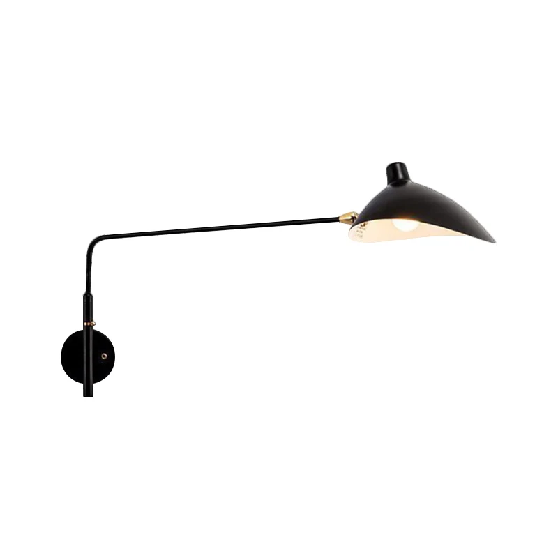 Industriële conische wandkandelaarlamp 1 lichtmetalen schanslamp met lange arm zwart/wit voor woonkamer | Incl. Montageset