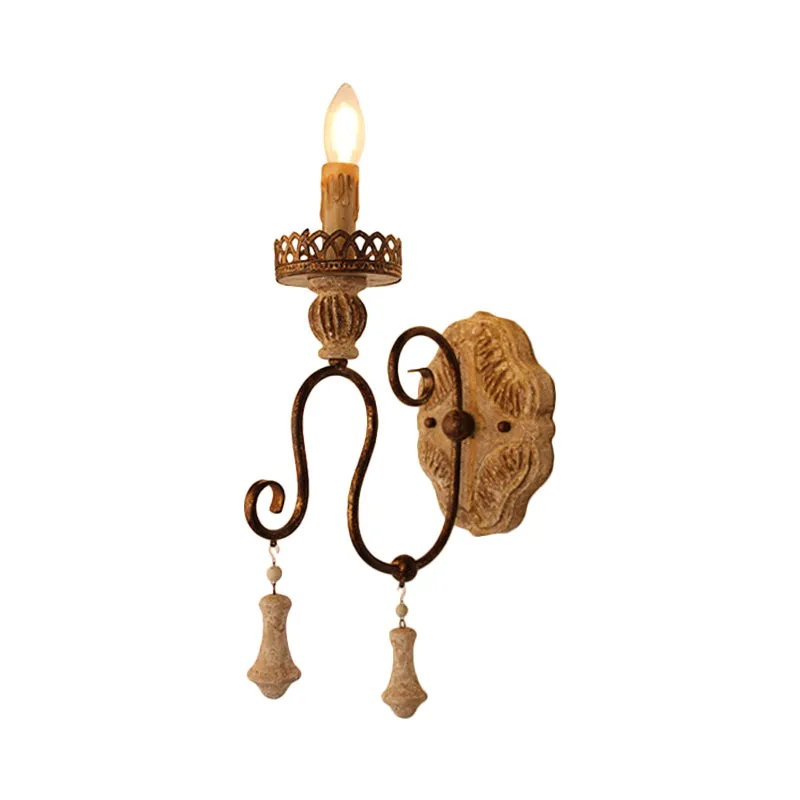 Wandlamp slaapkamer met gedraaide arm Rustiek ijzer 1/2 zwak Verontrust wit wandgemonteerd licht