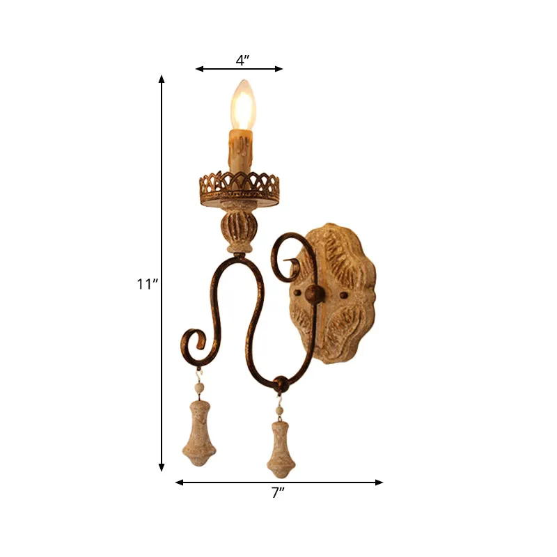 Wandlamp slaapkamer met gedraaide arm Rustiek ijzer 1/2 zwak Verontrust wit wandgemonteerd licht